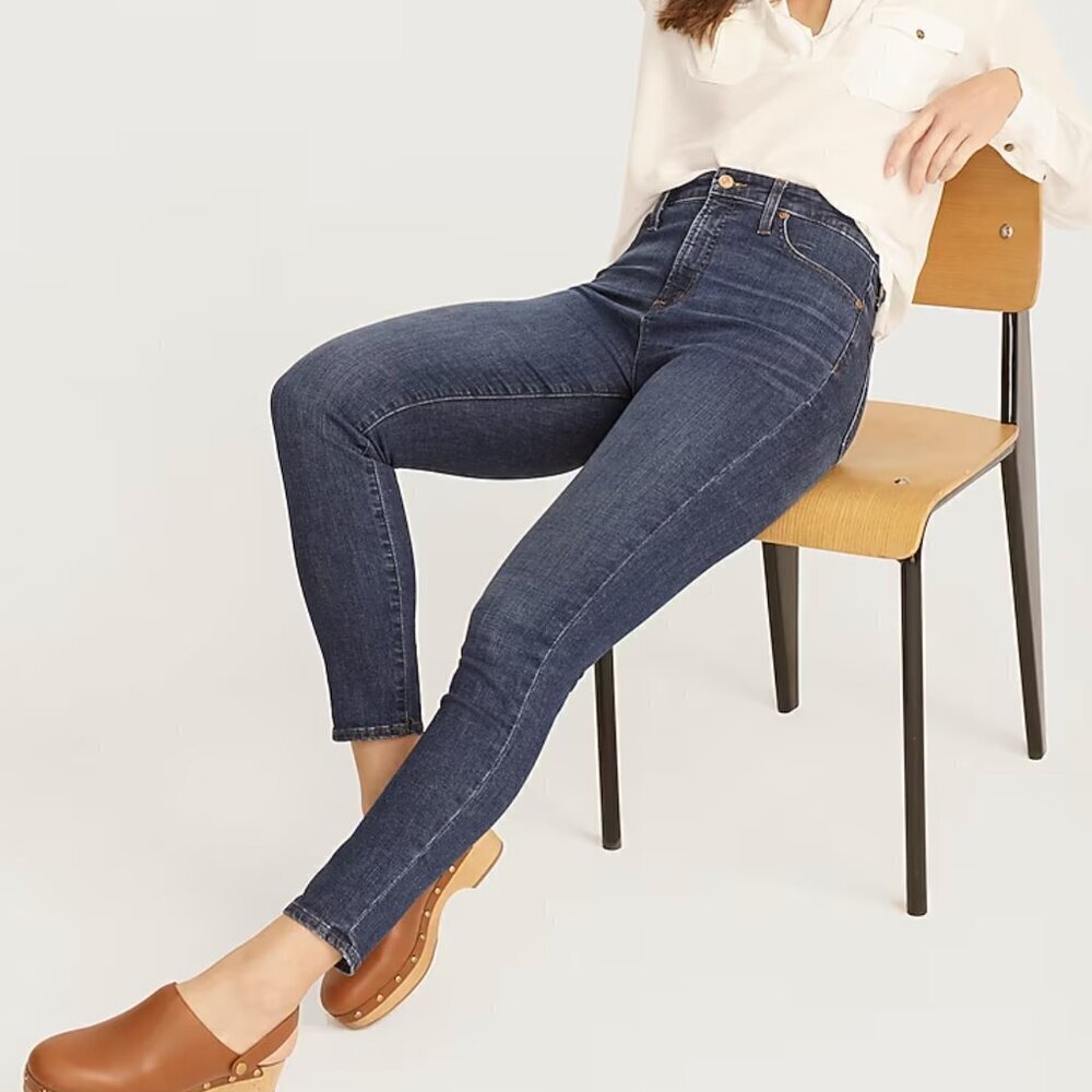 J. Crew Women's Blue Curvy Toothpick Jeans Size 37 Plus Size 24‎ High Rise New